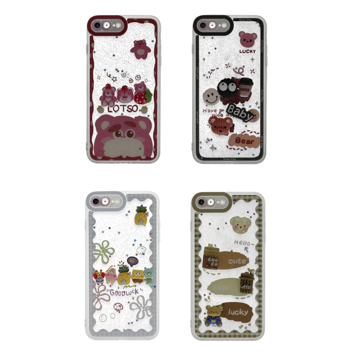 BFS  iPhone 7 Kılıf Sweet Desenli Silikon Kapak - Şeffaf