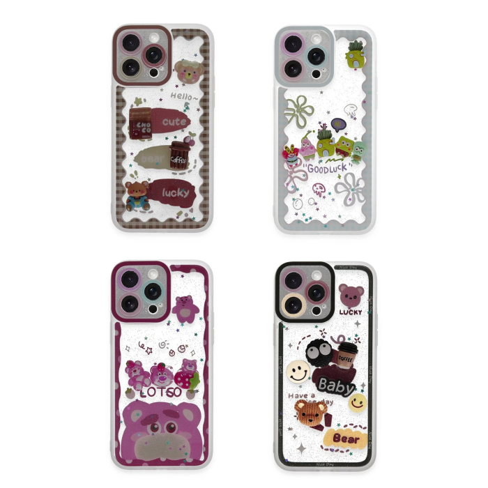 BFS  iPhone 14 Pro Max Kılıf Sweet Desenli Silikon Kapak - Pembe