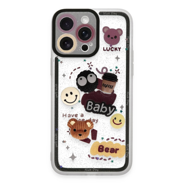 BFS  iPhone 14 Pro Max Kılıf Sweet Desenli Silikon Kapak - Sarı