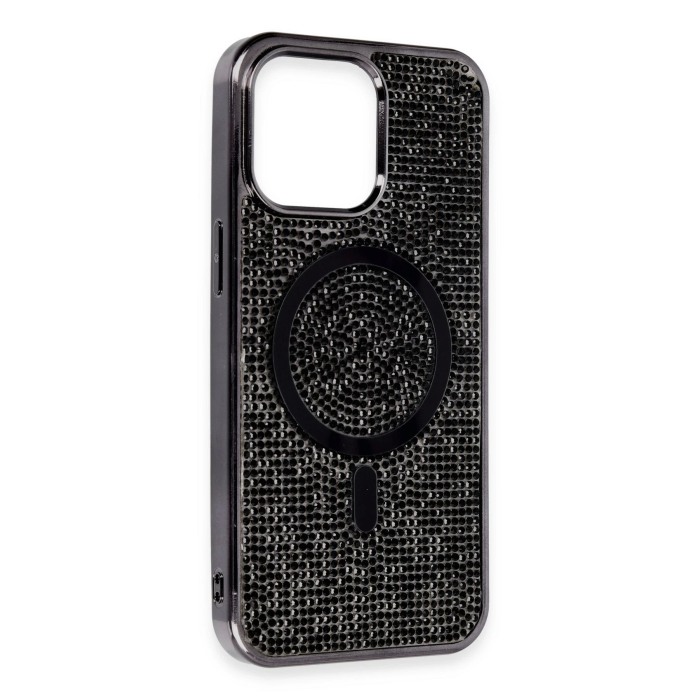 BFS  iPhone 15 Pro Kılıf Diamond Magsafe Kapak - Siyah