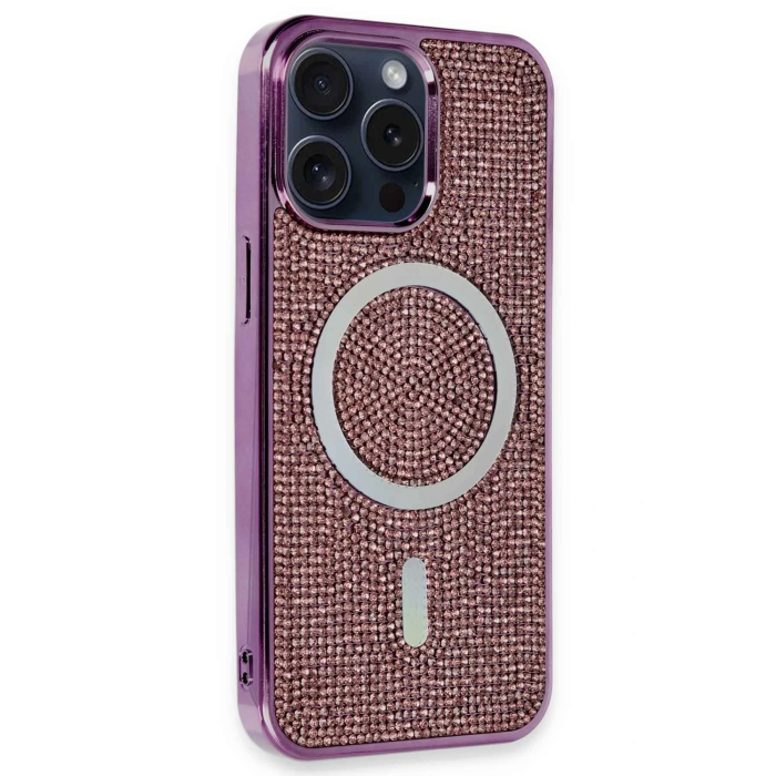 BFS  iPhone 15 Pro Kılıf Diamond Magsafe Kapak - Derin Mor