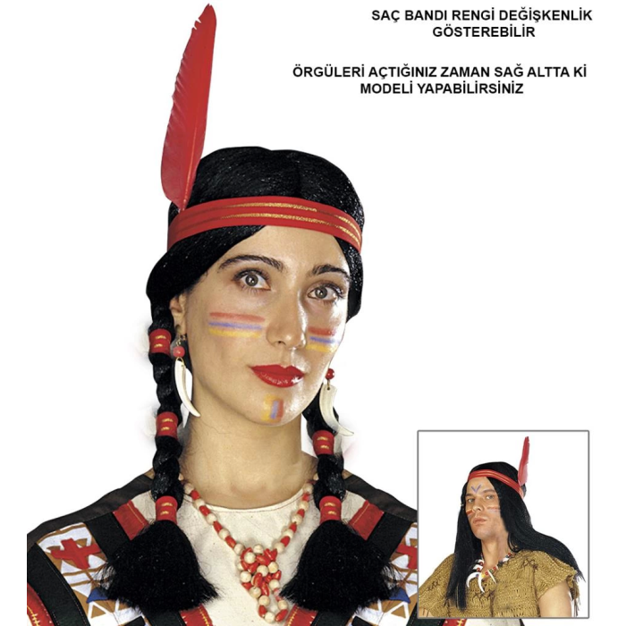 BFS   Tüylü Örgülü Hint Peruğu Kızılderili Peruğu