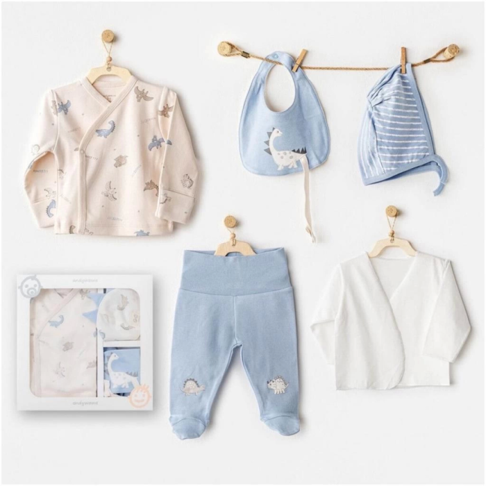 BFS   Andywawa AC25910 Newborn Set Dino 5Li Hastane Çıkışı Beige