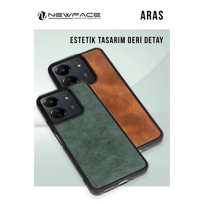BFS  Realme C65 Kılıf Aras Deri Kapak - Koyu Yeşil