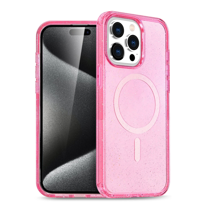 BFS  iPhone 16 Pro Kılıf Glow Magsafe Kapak - Pembe