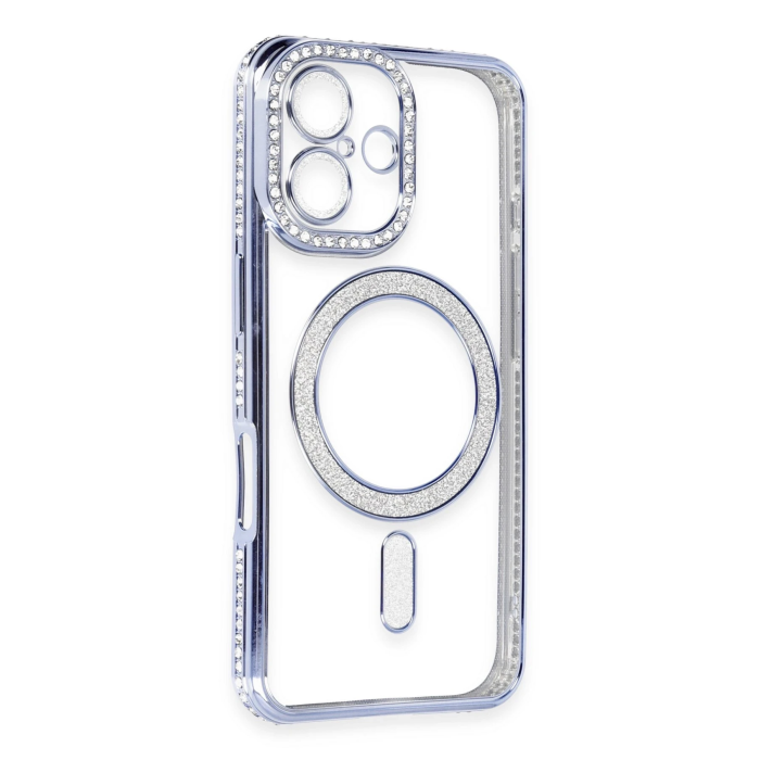 BFS  iPhone 16 Kılıf Joke Simli Magneticsafe Kılıf - Mavi