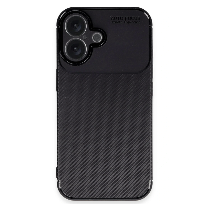 BFS  iPhone 16 Kılıf Auto Focus Karbon Kapak - Siyah