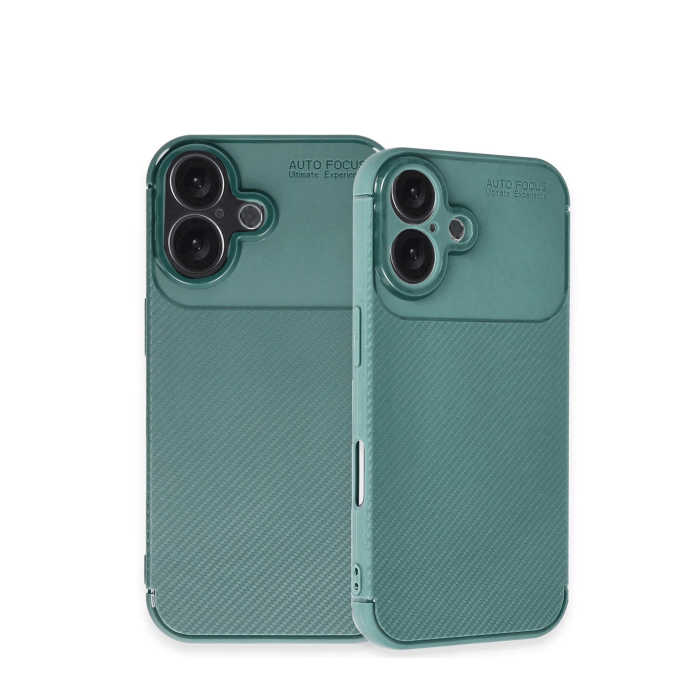 BFS  iPhone 16 Kılıf Auto Focus Karbon Kapak - Koyu Yeşil