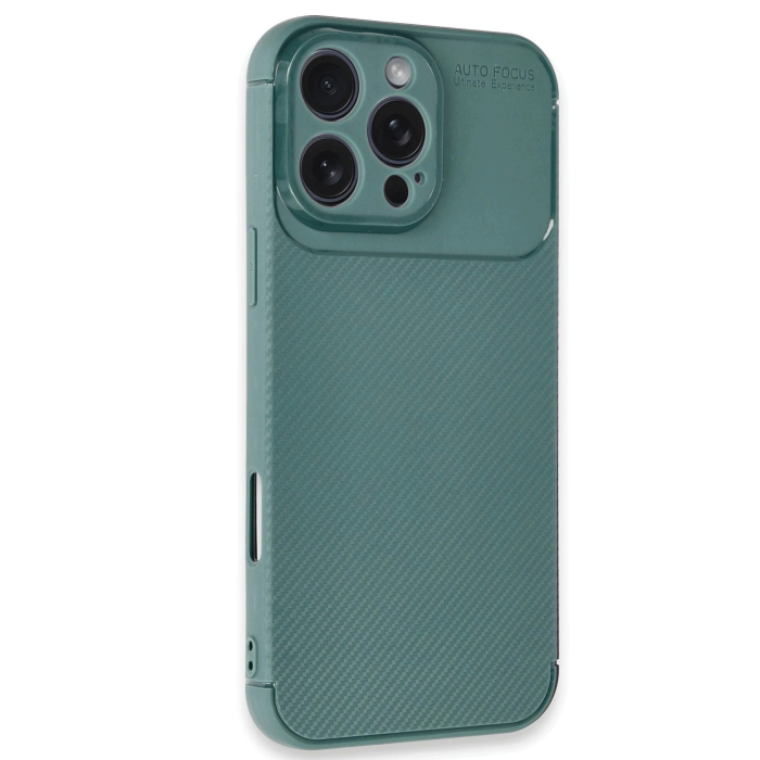 BFS  iPhone 16 Pro Max Kılıf Auto Focus Karbon Kapak - Koyu Yeşil