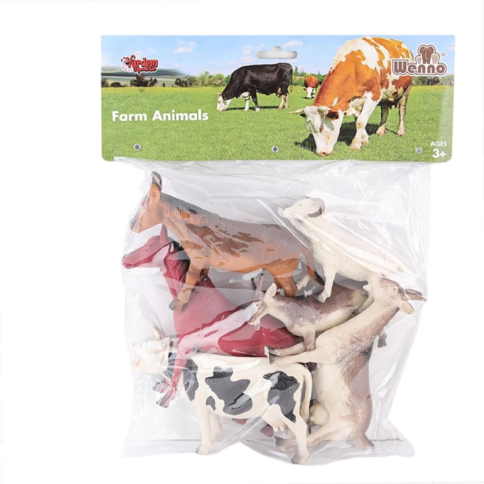 BFS  SH-9001-Vardem Poşetli 6Pcs 8 İnch  Çiftlik Hayvan ve Dinozor Set
