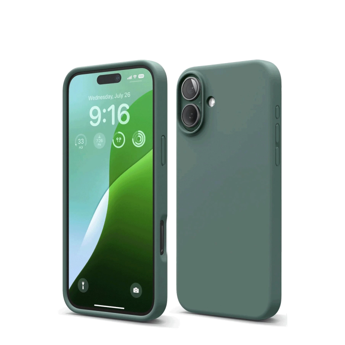 BFS  iPhone 16 Kılıf Nano içi Kadife Silikon - Koyu Yeşil