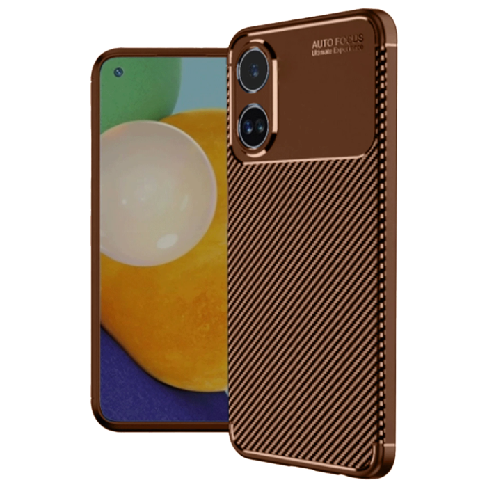 BFS  Oppo A60 Kılıf Auto Focus Karbon Kapak - Kahverengi