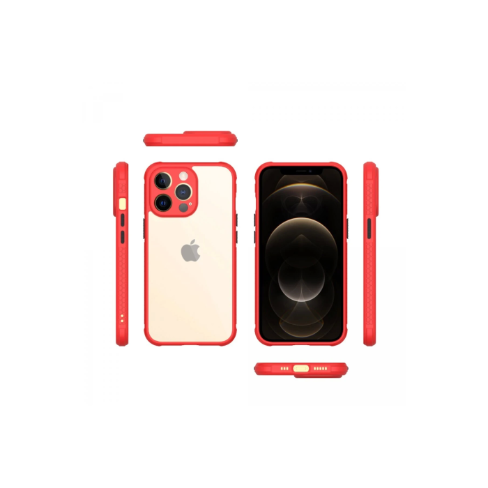 BFS  iPhone 13 Pro Kılıf Miami Şeffaf Silikon - Kırmızı