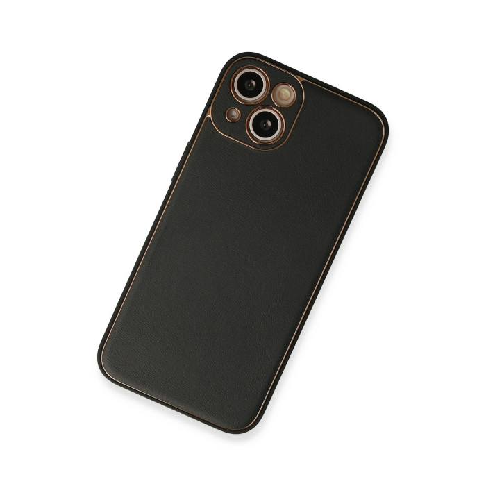 BFS  iPhone 13 Kılıf Coco Deri Silikon Kapak - Siyah