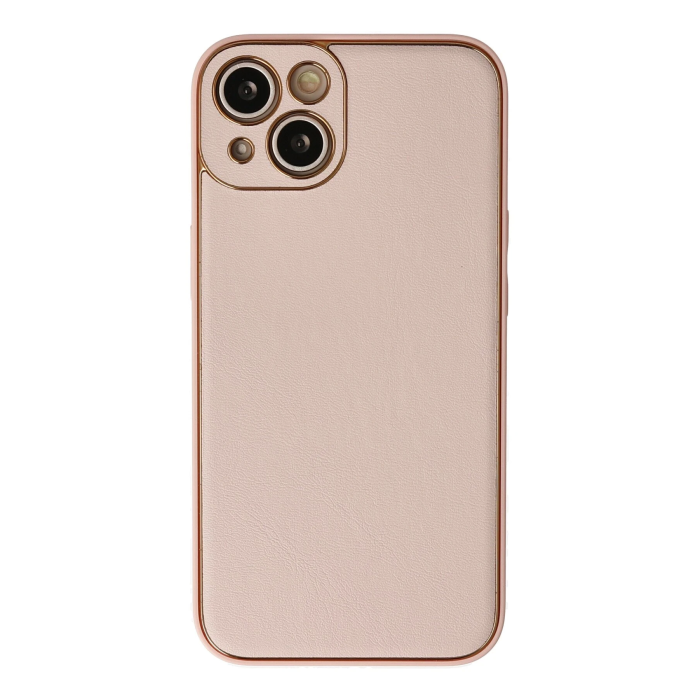 BFS  iPhone 13 Kılıf Coco Deri Silikon Kapak - Pudra
