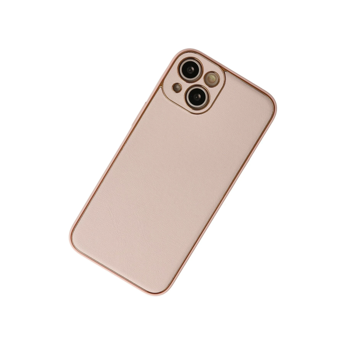 BFS  iPhone 13 Kılıf Coco Deri Silikon Kapak - Pudra