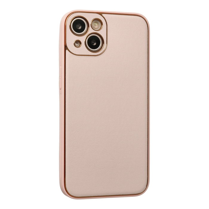 BFS  iPhone 13 Kılıf Coco Deri Silikon Kapak - Pudra