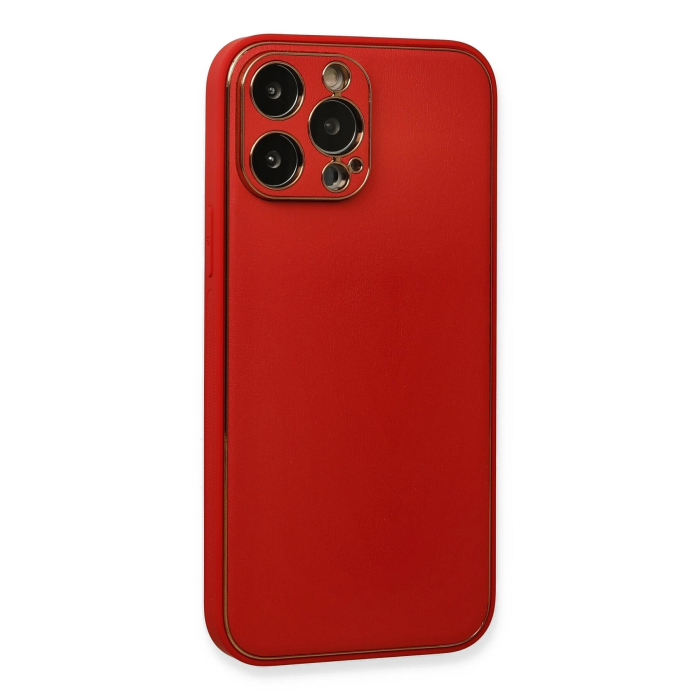 BFS  iPhone 13 Pro Kılıf Coco Deri Silikon Kapak - Kırmızı
