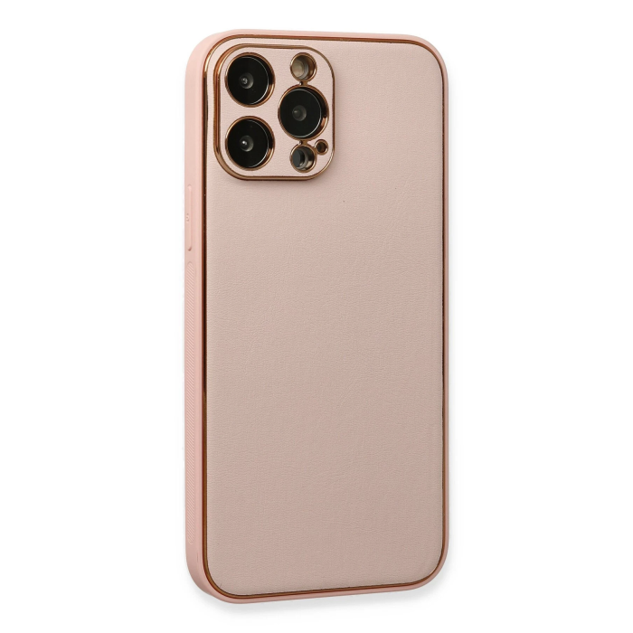 BFS  iPhone 13 Pro Kılıf Coco Deri Silikon Kapak - Pembe