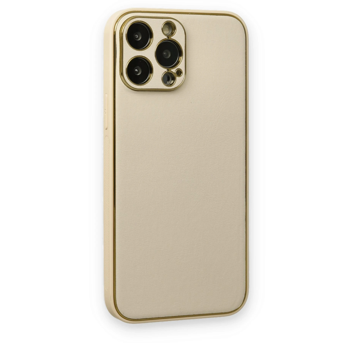 BFS  iPhone 13 Pro Kılıf Coco Deri Silikon Kapak - Gold