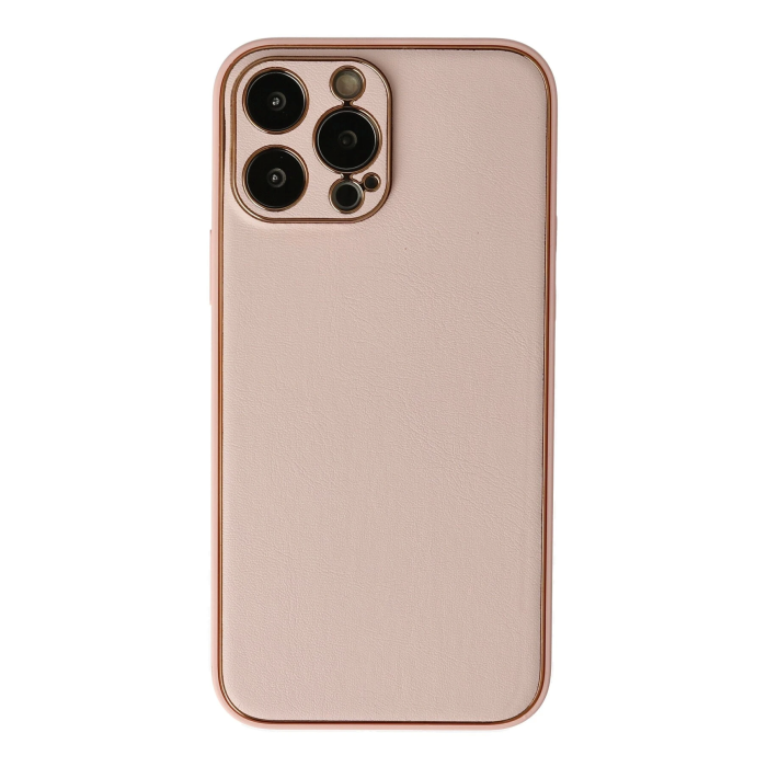BFS  iPhone 13 Pro Kılıf Coco Deri Silikon Kapak - Pudra