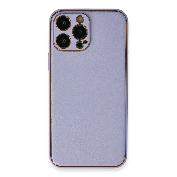 BFS  iPhone 13 Pro Max Kılıf Coco Deri Silikon Kapak - Açık Lila