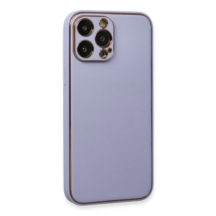 BFS  iPhone 13 Pro Max Kılıf Coco Deri Silikon Kapak - Açık Lila