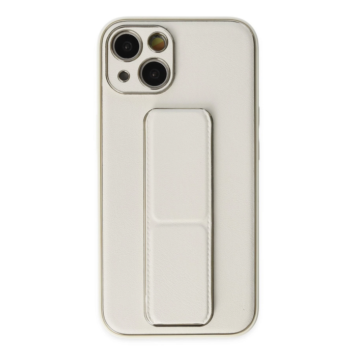 BFS  iPhone 13 Kılıf Coco Deri Standlı Kapak - Beyaz