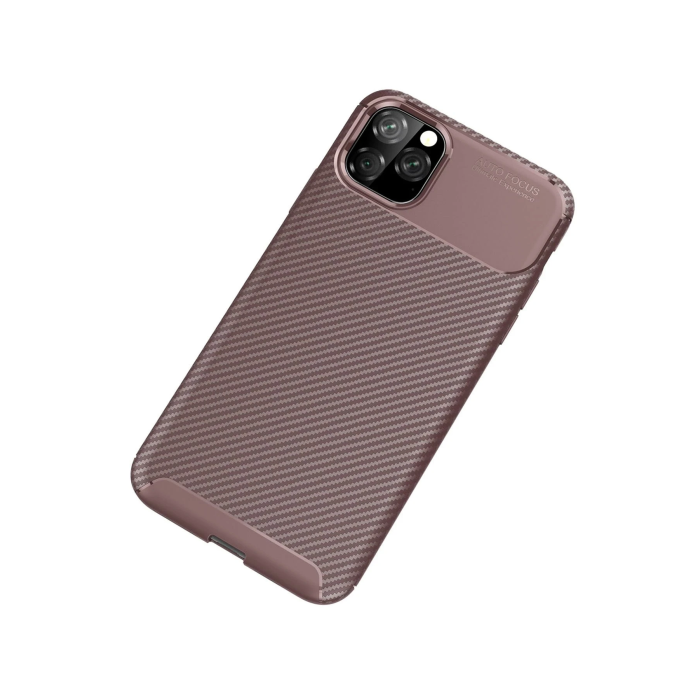 BFS  iPhone 11 Pro Kılıf Auto Focus Karbon Kapak - Kahverengi