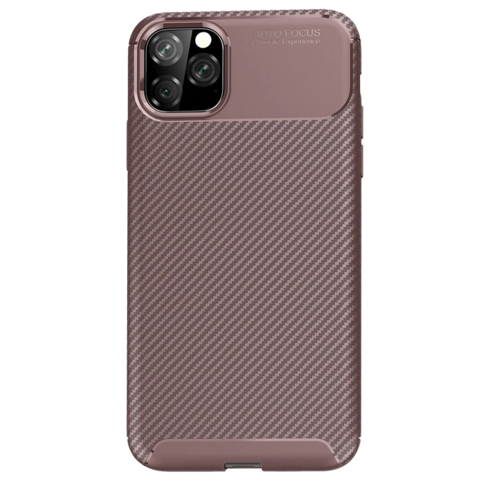 BFS  iPhone 11 Pro Kılıf Auto Focus Karbon Kapak - Kahverengi