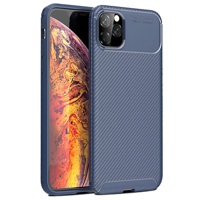 BFS  iPhone 11 Pro Max Kılıf Auto Focus Karbon Kapak - Lacivert