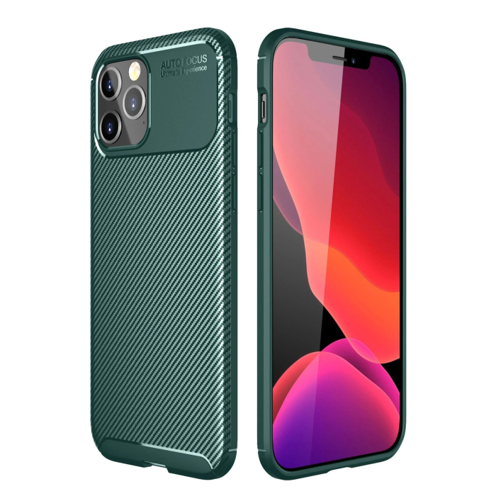 BFS  iPhone 11 Pro Max Kılıf Auto Focus Karbon Kapak - Yeşil