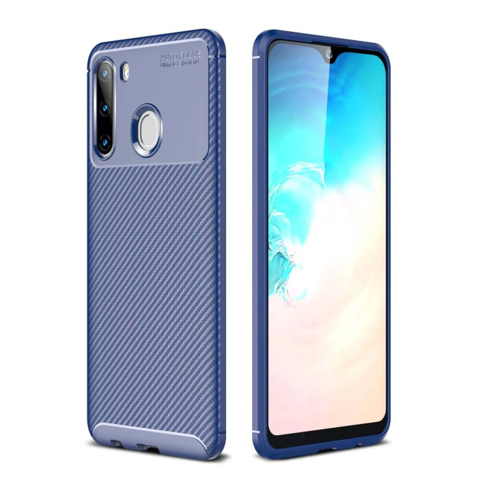 BFS  Samsung Galaxy A21 Kılıf Auto Focus Karbon Kapak - Lacivert
