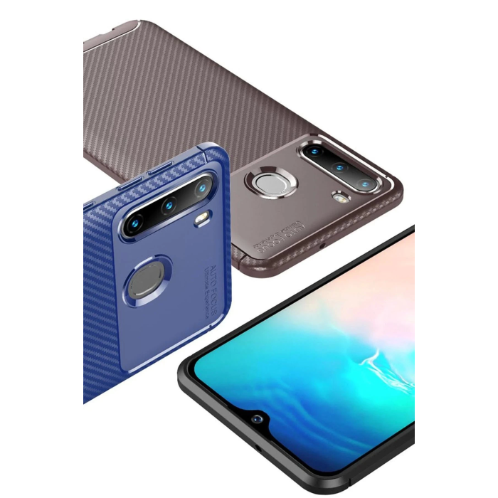 BFS  Samsung Galaxy A21 Kılıf Auto Focus Karbon Kapak - Lacivert