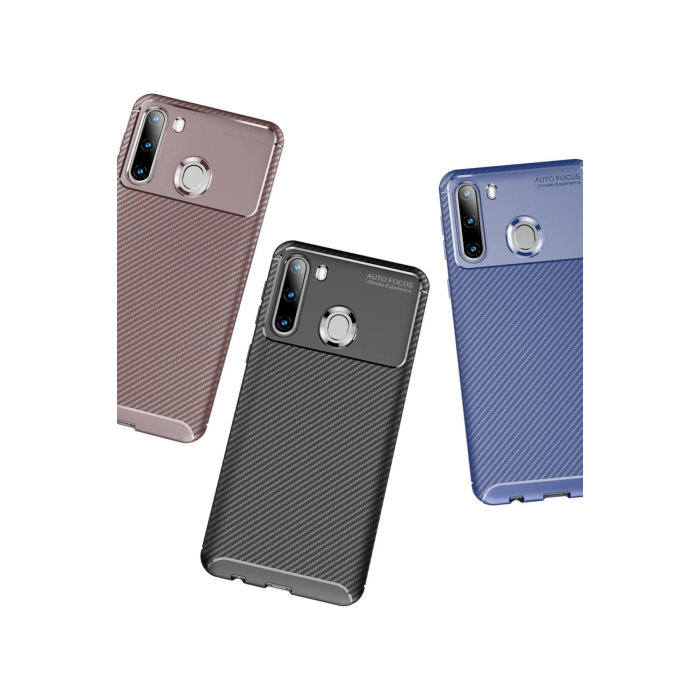 BFS  Samsung Galaxy A21 Kılıf Auto Focus Karbon Kapak - Lacivert