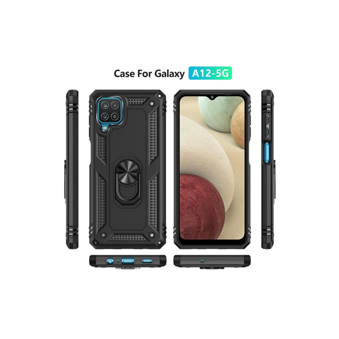 BFS  Samsung Galaxy A22 Kılıf Sofya Yüzüklü Silikon Kapak - Siyah