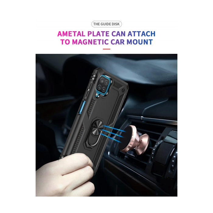 BFS  Samsung Galaxy A22 Kılıf Sofya Yüzüklü Silikon Kapak - Siyah