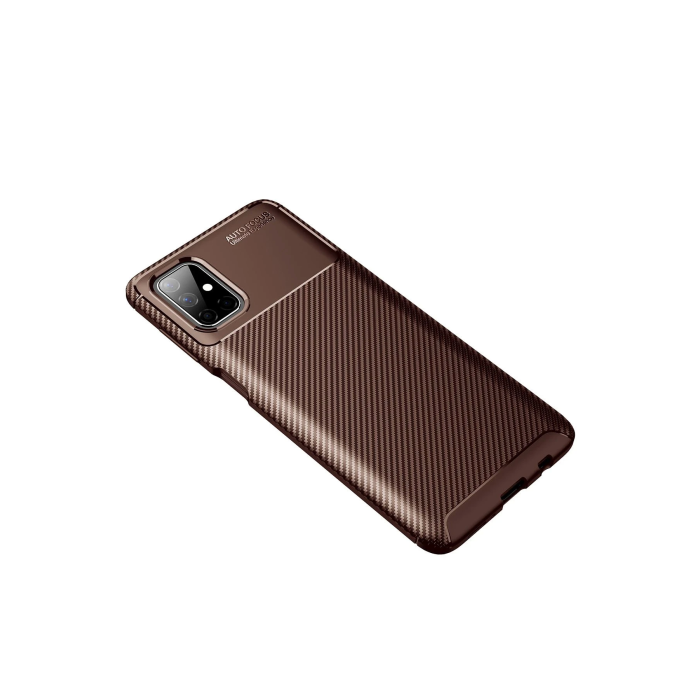 BFS  Samsung Galaxy M51 Kılıf Auto Focus Karbon Kapak - Kahverengi