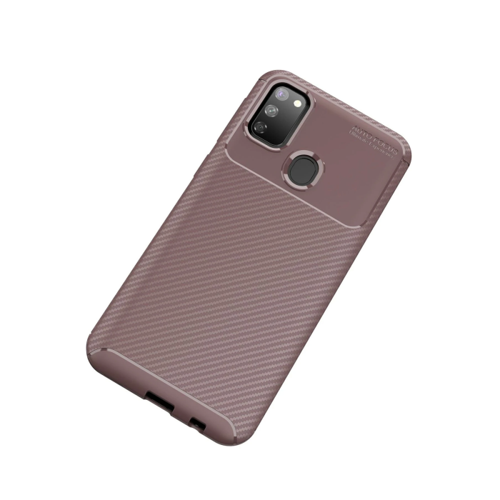 BFS  Samsung Galaxy M30S Kılıf Auto Focus Karbon Kapak - Kahverengi