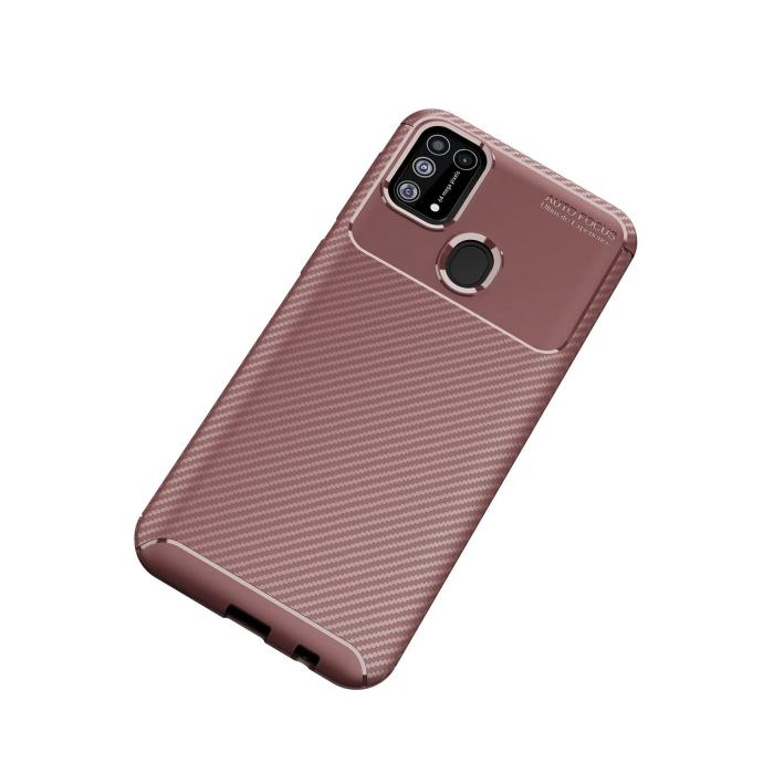 BFS  Samsung Galaxy M31 Kılıf Auto Focus Karbon Kapak - Kahverengi