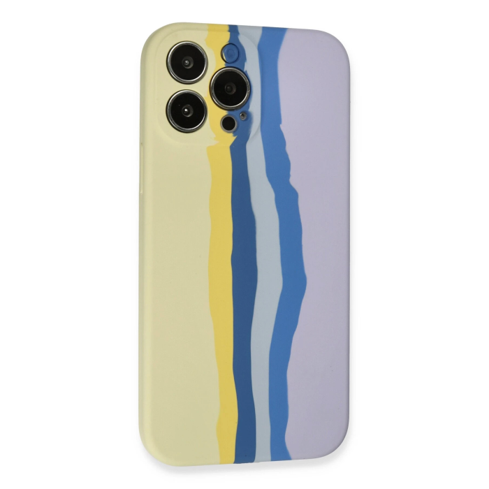 BFS  iPhone 13 Pro Kılıf Ebruli Lansman Silikon - Sarı-Lila