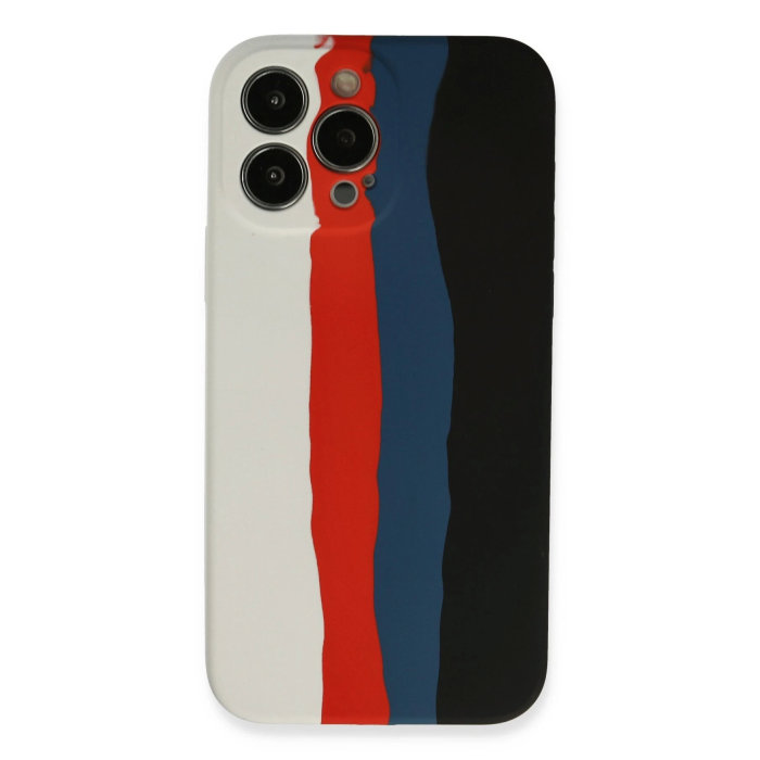 BFS  iPhone 13 Pro Kılıf Ebruli Lansman Silikon - Beyaz-Siyah
