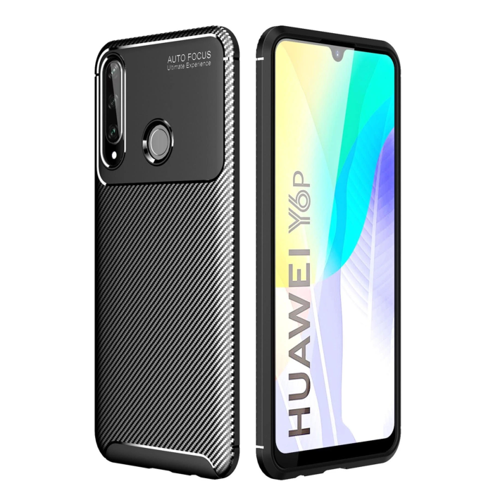 BFS  Huawei Y6P Kılıf Auto Focus Karbon Kapak - Siyah