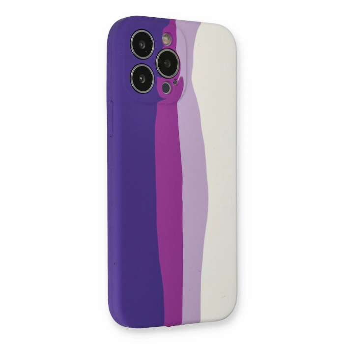 BFS  iPhone 13 Pro Kılıf Ebruli Lansman Silikon - Mor-Beyaz