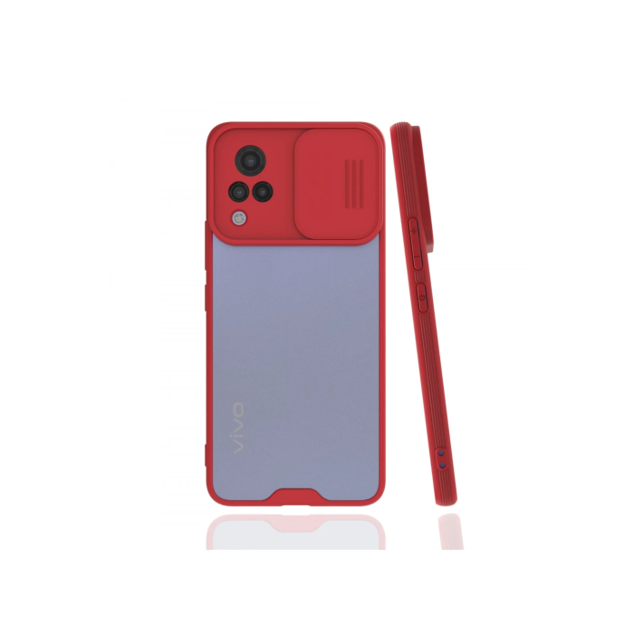 BFS  Vivo V21 Kılıf Platin Kamera Koruma Silikon - Kırmızı