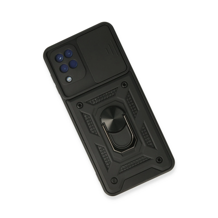 BFS  Samsung Galaxy A22 Kılıf Pars Lens Yüzüklü Silikon - Siyah