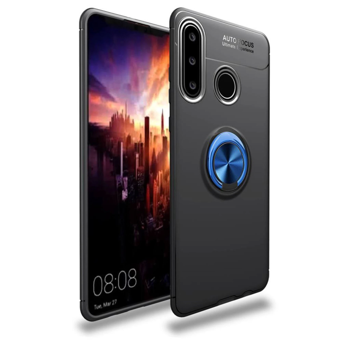 BFS  Huawei Y6P Kılıf Range Yüzüklü Silikon - Siyah-Mavi