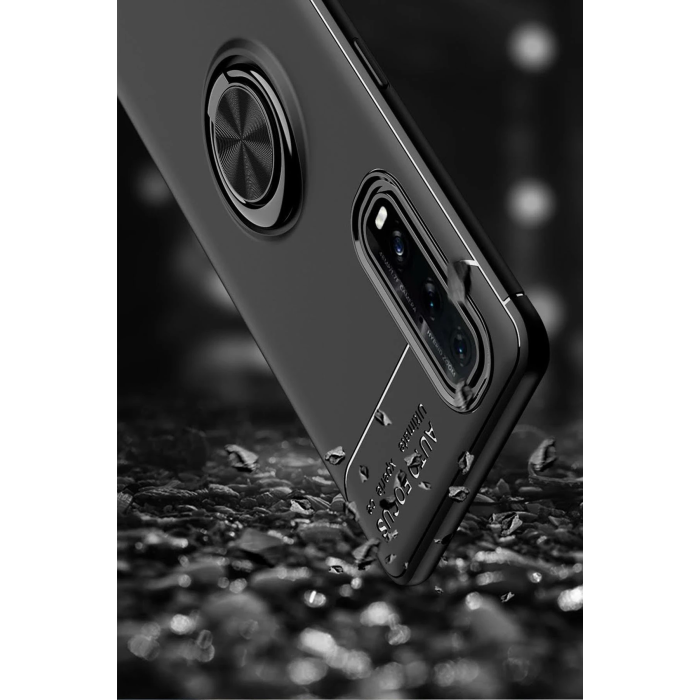 BFS  Oppo Find X2 Kılıf Range Yüzüklü Silikon - Siyah-Gold