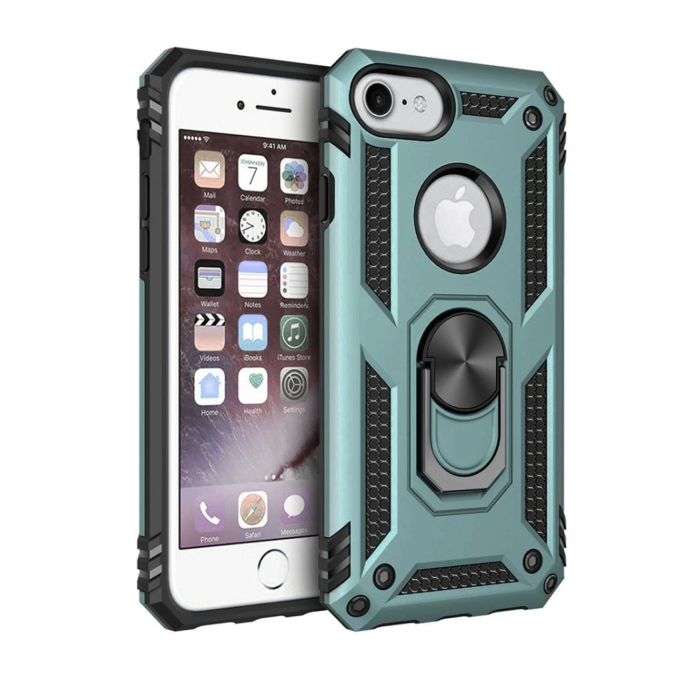 BFS  iPhone 7 Kılıf Sofya Yüzüklü Silikon Kapak - Yeşil