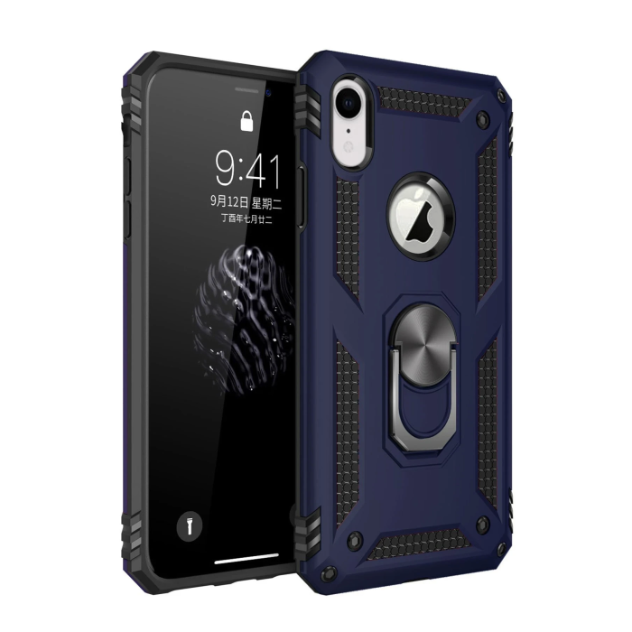 BFS  iPhone XR Kılıf Sofya Yüzüklü Silikon Kapak - Lacivert